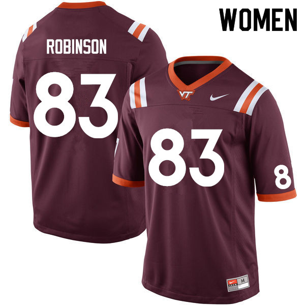 Women #83 Tayvion Robinson Virginia Tech Hokies College Football Jerseys Sale-Maroon - Click Image to Close